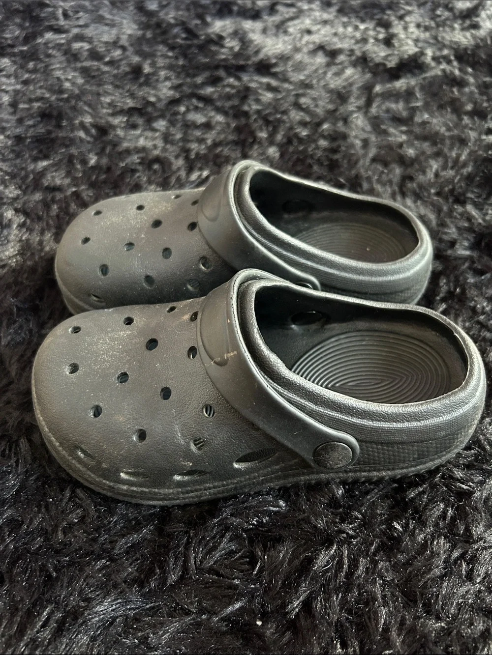 Kids Black Foam Clog Sandals with Heel Strap